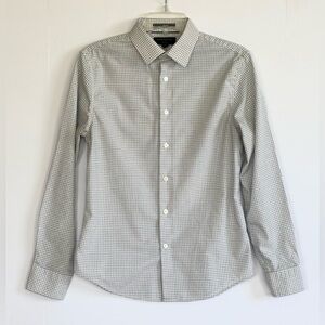 Banana Republic Non-Iron Untucked Dress Shirt – White Plaid, Size Small